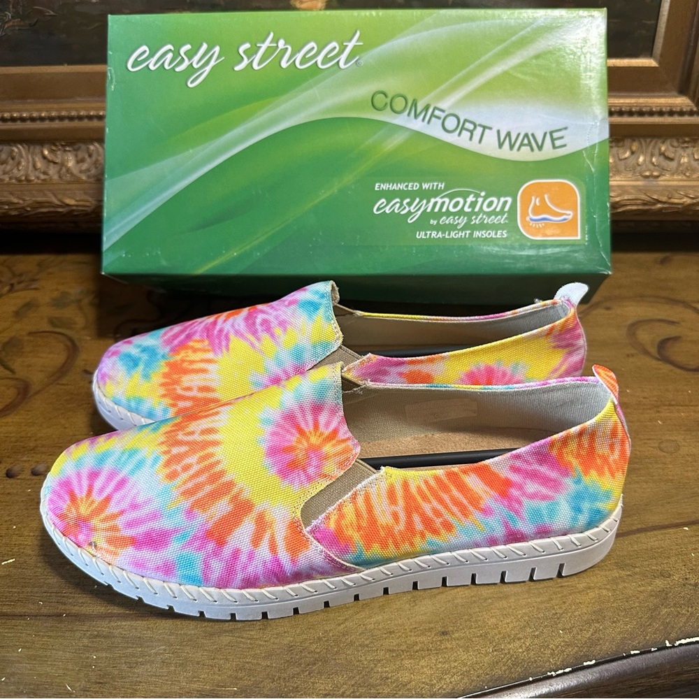 Easy Street Comfort Wave Colorful Fresh Slip On Sneakers Tye-Dye NEW 9 W Womens